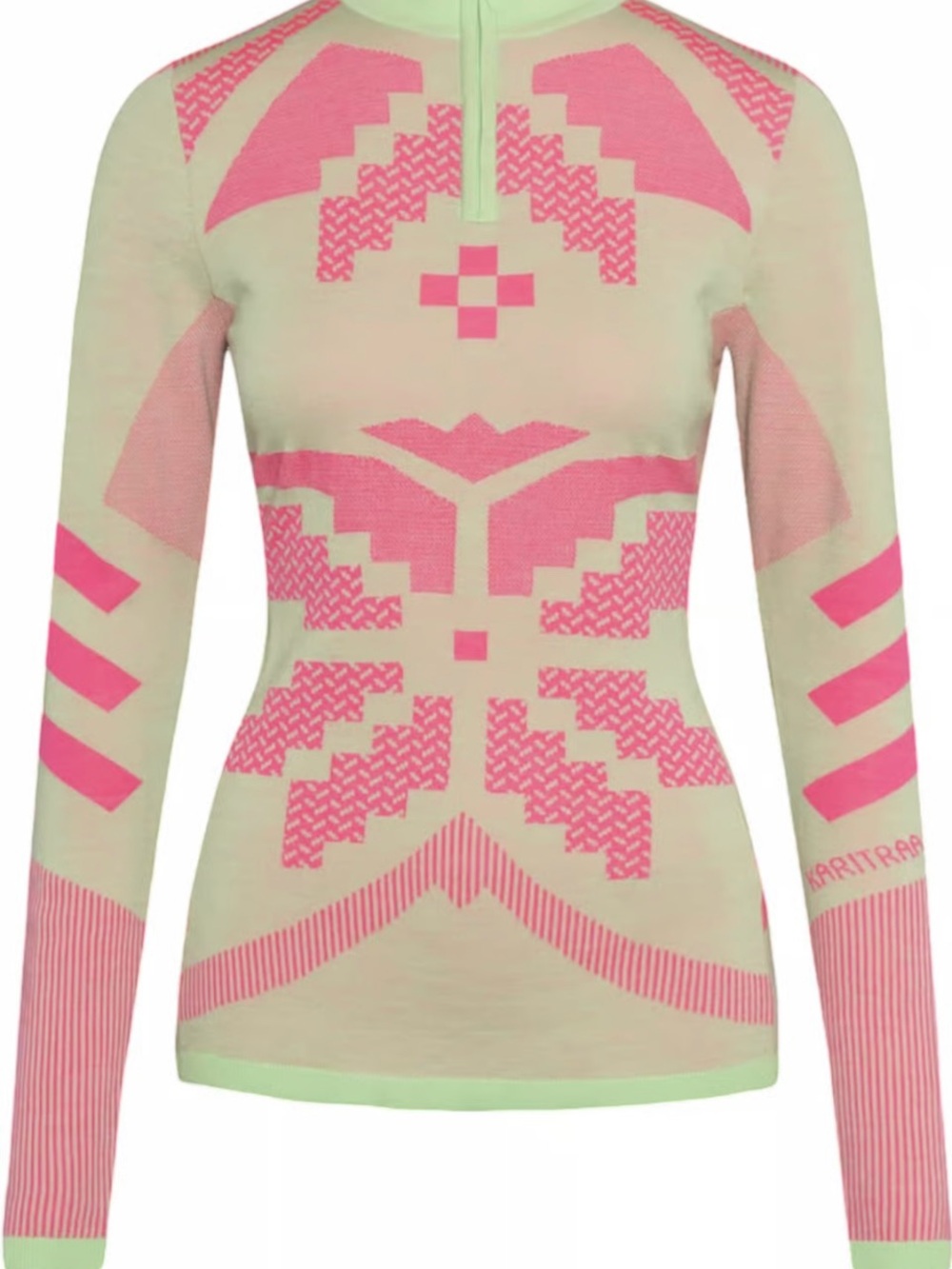 Kari Traa Neon Pink Patterned Seamless Long-Sleeve Top